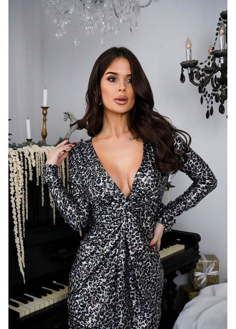 Серебряное коктейльное платье леопард блеск 24103 серебряное Tanita-Romario