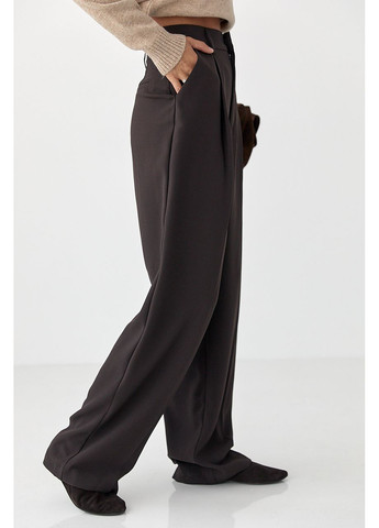 Класичні жіночі штани-палаццо зі складками - чорний колір Lurex (361056956)