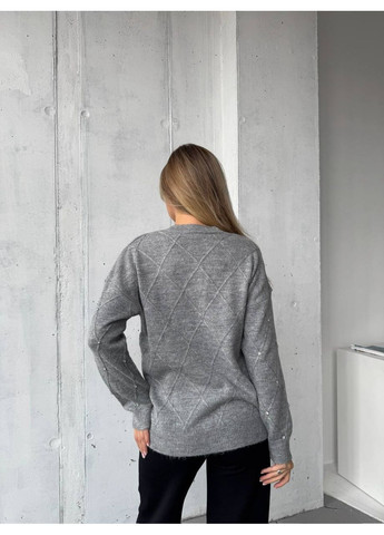 Сірий демісезонний жіночий светр пуловер No Brand