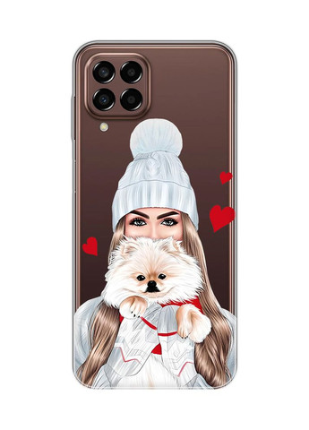 Чехол на Samsung Galaxy M33 5G Девушка с собачкой (новогодний принт 142) Creative (362969468)