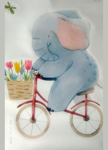 Наклейки в детский сад Слоненок на велосипеде! (лист 40 х 60 см) Б234 No Brand (302242862)
