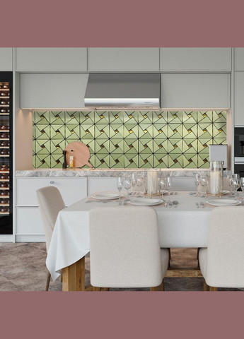 Самоклеящаяся алюминиевая плитка Зеленое золото со стразами 300х300х3мм Sticker Wall (300372532)