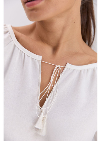 Молочна жіноча вишиванка світло-молочна з молочним деревом життя гладдю Arjen льон (300584818)