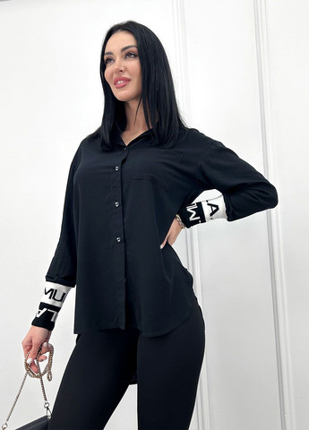 Чорна демісезонна подовжена жіноча блуза Fashion Girl Michelle