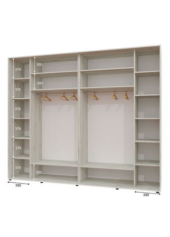 Шкаф-купе трехдверный 300*60*250 Дуб крафт белый Зеркало с пескоструйным рисунком Люкс-149 Алекса (360467165)