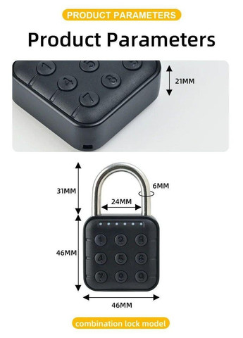 Розумний замок навісний кодовий SY12 Black TUYA (367954221)