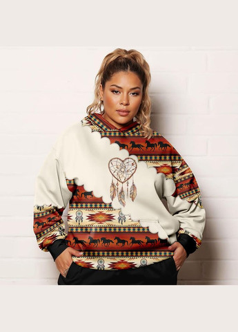 Жіноче худі батал з принтом серця ацтека Яскраво (323652243)