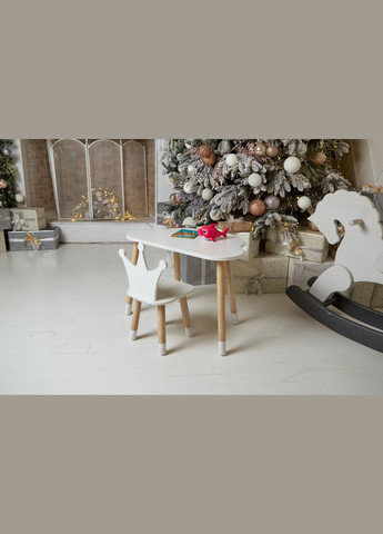 Дитячий столик тучка і стільчик коронка біла. Столик для ігор, занять, їжі No Brand (323223361)