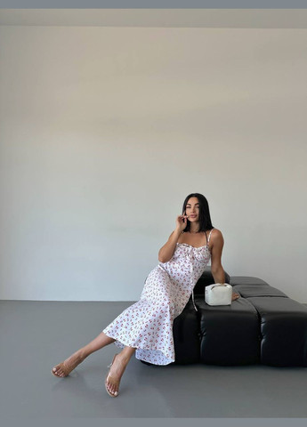 Білий святковий сукня No Brand з квітковим принтом