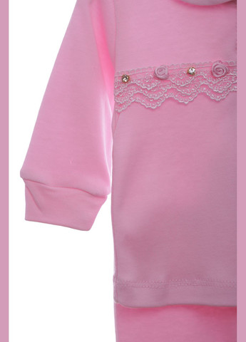 Розовый демисезонный костюм с длинным рукавом для девочки трикотажный цветочки розовый 62 см (37146) BABYKROHA