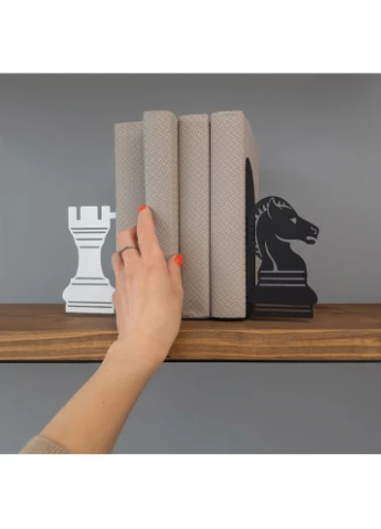 Упоры для книг Chess 30x20 см 2 шт Черно-белый (G-028) Glozis (387580661)