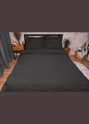 Комплект постільної білизни полуторний 143х210 наволочки 2х50х70 Бязь Gold Люкс (MS-820001094) Moon&Star Gray Stripe (285717729)