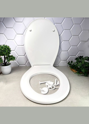 Біле сидіння для унітазу з кришкою (пластикові кріплення) Президент СД Sydanit (317268613)