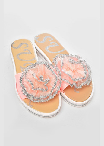 Розовые шлепки женские силиконовые розового цвета Let's Shop с цветами