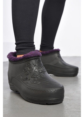 Галоши женские на меху черного цвета Let's Shop (302661030)