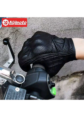 Мотоциклетні шкіряні рукавички Mimoto,чорні рукавиці для мотоцикла з перферацією No Brand (370639453)