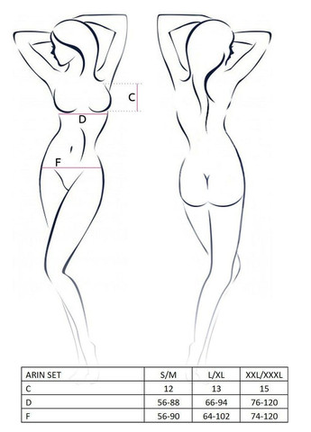 Черный демисезонный комплект белья arin set black xxl/xxxl - exclusive: сетчатый лиф и стринги Passion