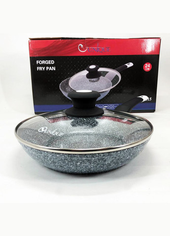 Сковорода UN-5115-24 см із кришкою/граніт світлий Unique (364663700)