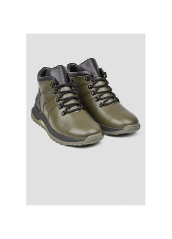 Зеленые укороченные мужские зимние ботинки в спортивном стиле кожа/овчина р.43 (cr24) Vm-Villomi