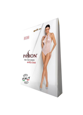 Бодистокинг из декольте BS088 white, имитация корсетной шнуровки - CherryLove Passion белый