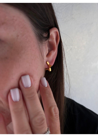 Сережки з позолотою із нержавіючої медичної сталі у вигляді зірки ES-335 No Brand (299330513)