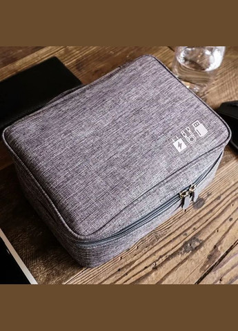 Дорожный органайзер для гаджетов, проводов и кабелей, зарядных устройств, косметики. Серый Unbranded (341288531)