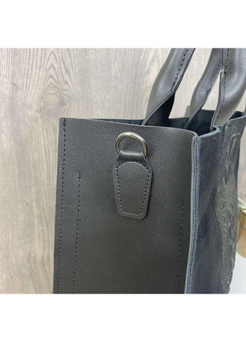 Женская сумка из натуральной замши черная рептилия с плечевым ремнем ProDobro (370050595)