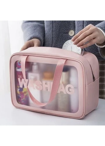 Прозрачная косметичка Washbag Big Pink 30см No Brand (399498582)