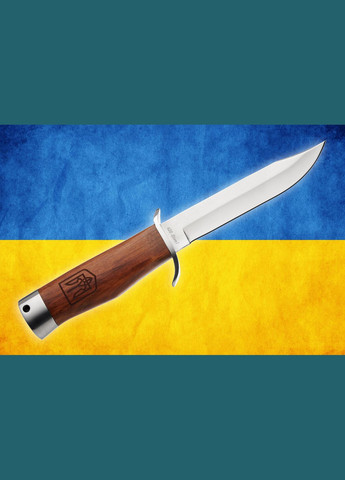 Нож Финка Тактический в Кожаном чехле ГЕРБ УКРАИНЫ с Удлиненным лезвием и Гардой GW1882 UA-L Grand Way (370770637)