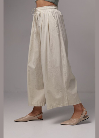 Жіночі брюки-кюлоти на гумці - бежевий Lurex (282957671)