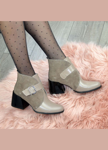 Осенние ботинки женские на стойках, натуральная кожа и замша цвета визон. 41 размер Vasha para