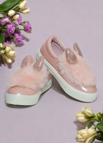 Рожеві осінні кросівки пухнасті з вушками для дівчинки 7067 рожеві CSCK.S