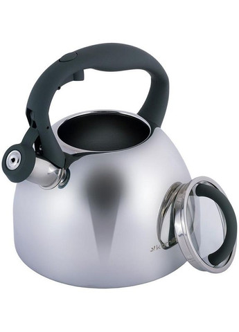 Чайник Whistling Kettle 2.7л з нержавіючої сталі зі свистком і скляною кришкою (сіра ручка) Kamille (329895207)