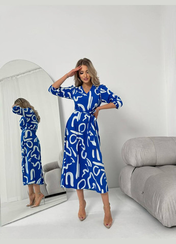 Синее кэжуал платье N.Family с абстрактным узором