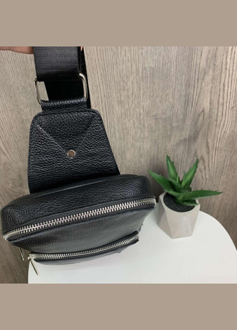 Мужские кожаные сумки бананка мессенджер на грудь, барсетка грудная из натуральной кожи черная(BRT) Brettani (336552069)