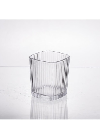 Набор квадратных стаканов из толстого стекла 6 штук по 250 мл ребристых, прозрачный Yiwu (367983839)