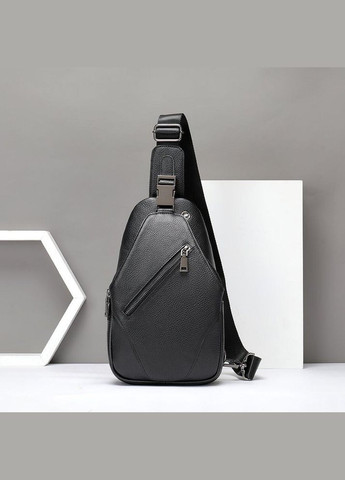 Сумка чоловіча слінг через плече в зернистій шкірі 20249 Чорна Vintage (298567062)