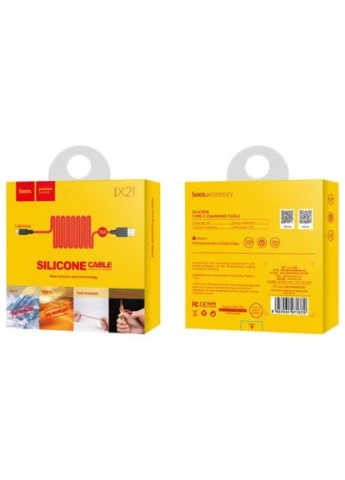 Дата кабель USB 2.0 AM to Lightning 1.0m 2A silicone X21 black+red (6957531071372) Hoco (396690898)