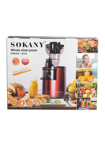 Соковижималка шнекова для томатів 300 Вт 2 швидкості Червоний JE-25 Sokany (370969274)