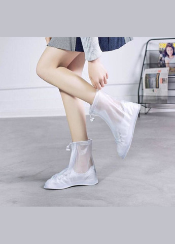 Повномірні чохли - бахіли для взуття від дощу та багнюки, розміри S M L XL 2XL 3XL (33-44), білі (прозорі) Eva (302433054)