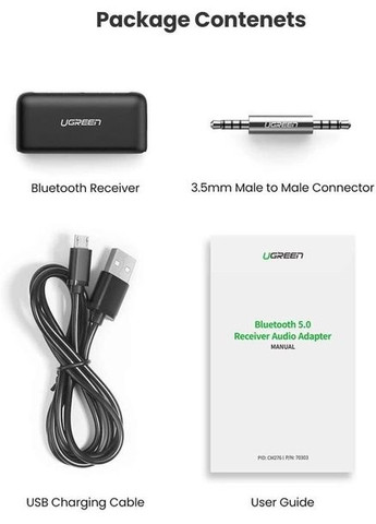 Ресивер приемник беспроводной 70303 CM276 Bluetooth 5.0 Receiver Audio Adapter Ugreen (293945150)