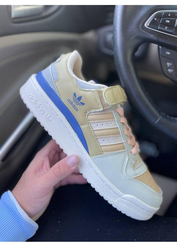 КРОССОВКИ ЖЕНСКИЕ ADIDAS FORUM BEIGE BLUE АДИДАС ФОРУМ No Brand бежевые демисезоны (367171317)
