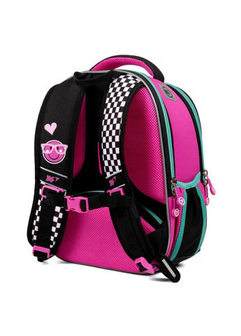 Шкільний рюкзак, каркасний, два відділення, бічні кишені, розмір: 35*28*15 см, чорнорожевий Lovely Smile Yes (293510906)