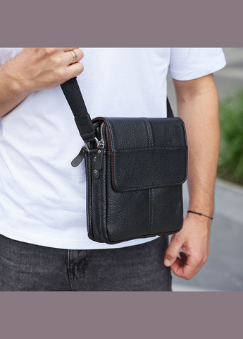 Кожаная мужская черная сумка через мягкое плечо TD-21334A Bexhill (359380882)