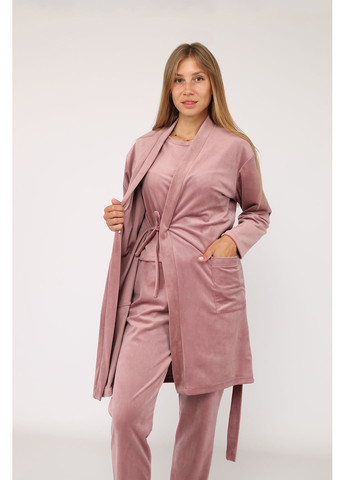 Халат с длинным рукавом женский цвет пудровый ЦБ-00280691 Yuki (348838756)