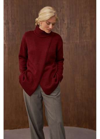 Бордовый демисезонный свитер на запах 2888 Bellise