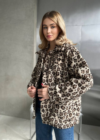 Тепла хутряна куртка-сорочка Тедді леопард Modena (278052670)