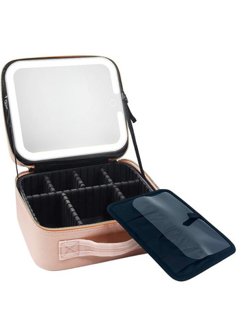 Косметичка-чемоданчик с LED зеркалом кожаная розовая (44021-_722) XPRO (297743297)