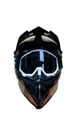 Мотошолом ендуро кросовий Helmet Sebastian + окуляри Profi Black 100% комплект No Brand (371921000)