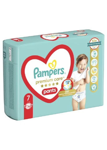 Підгузки-трусики Premium Care Pants 7 (17+кг). 36 шт. Pampers (327223495)